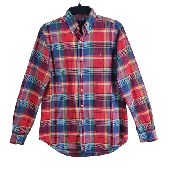 Ralph Lauren Check Oxford Shirt Mens S Scottish Tartan Plaid Button LS Pony Logo - Picture 6 of 10